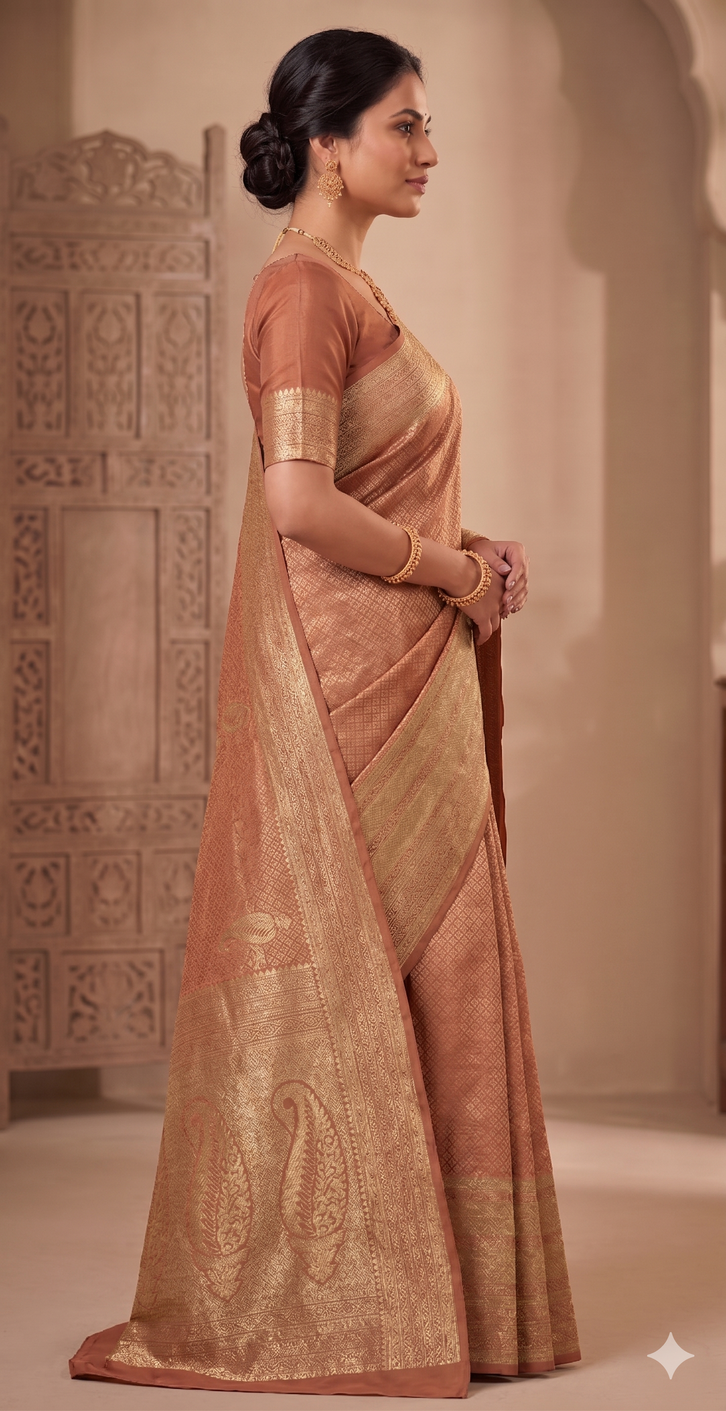 Orange Woven Design Art Silk Kanjivaram Saree