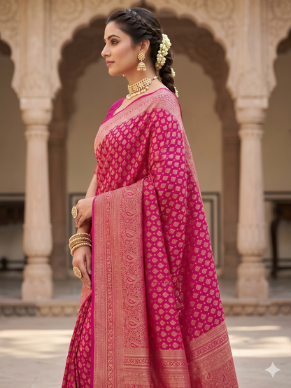 Pink Woven Design Art Silk Kanjivaram Saree