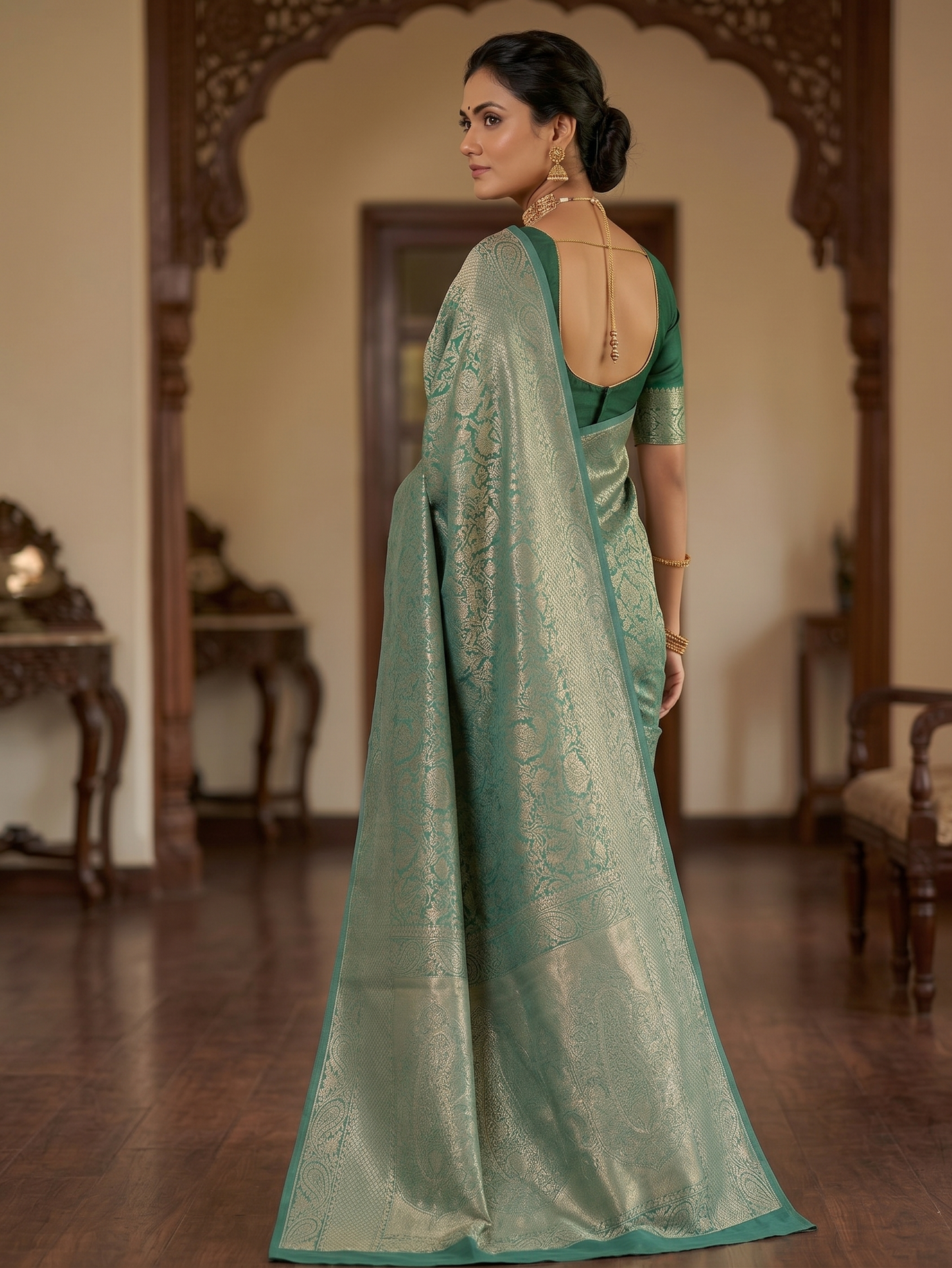 Light Green Woven Design Art Silk Kanjivaram Saree