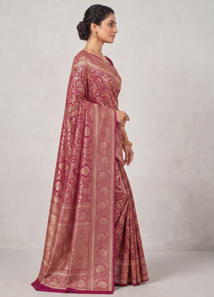 Lavender Woven Design Art Silk Kanjivaram Saree