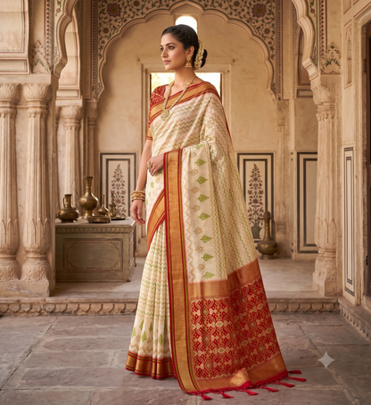 Off White Woven Design Kanjivaram Saree