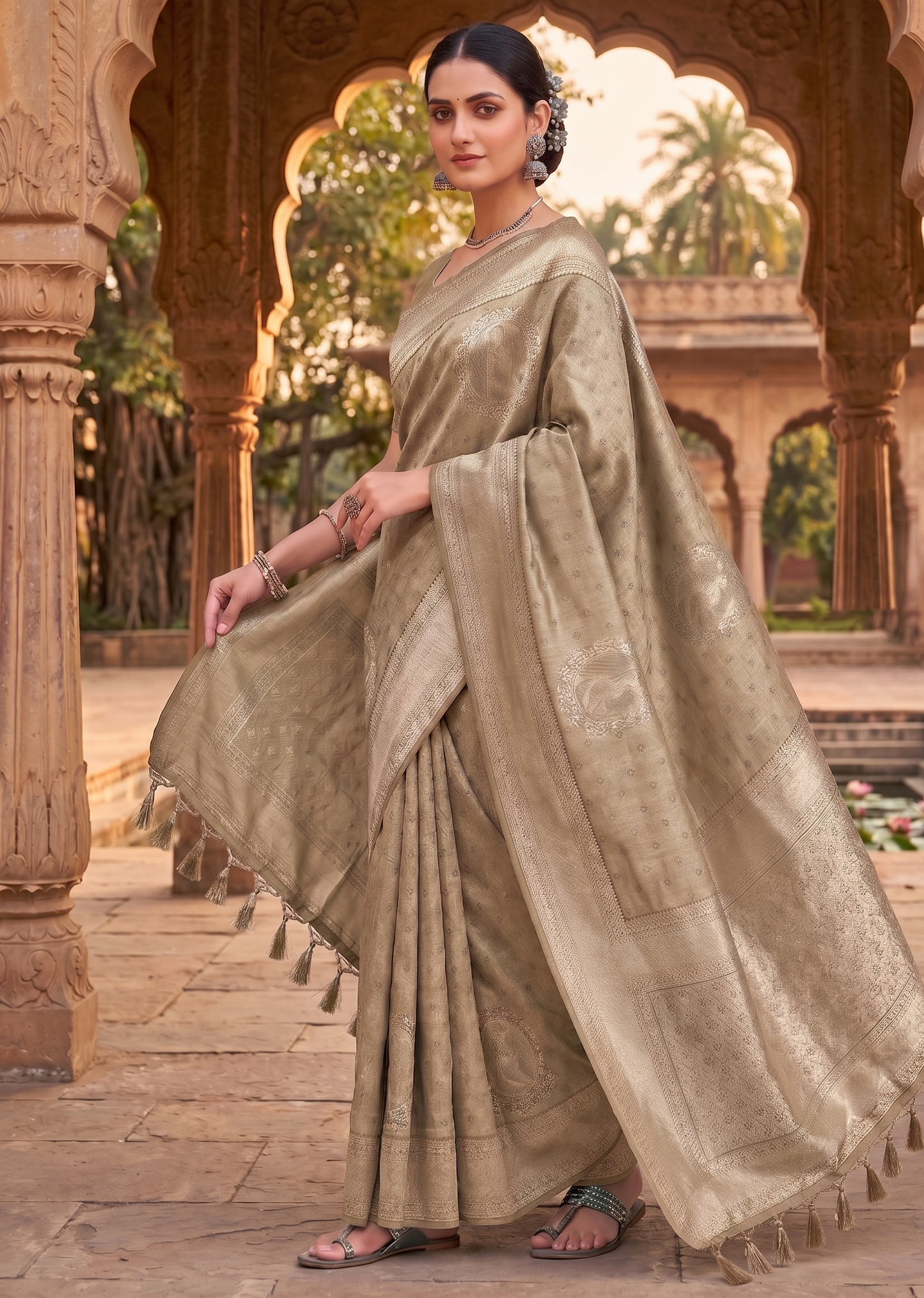 Off White Woven Design Kanjivaram Saree