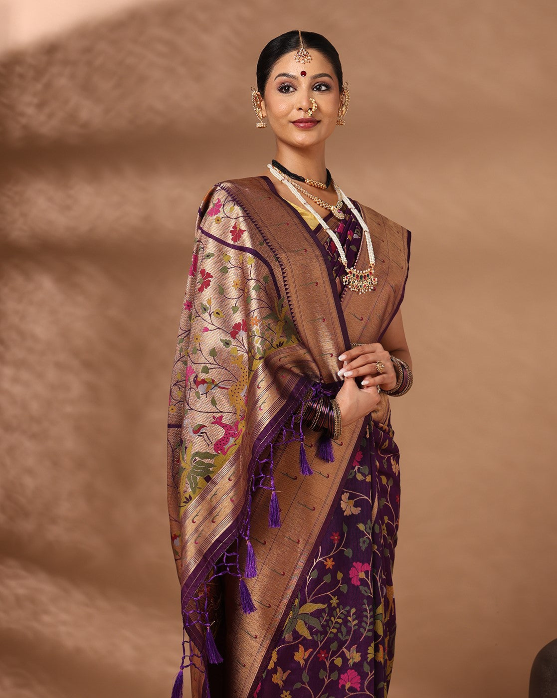 Purple Woven Design Dola Silk Saree
