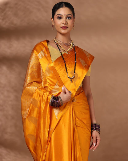 Mustard Woven Design Crape Saree