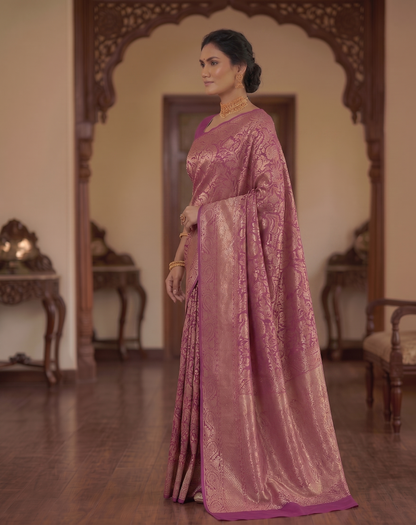 Wine Woven Design Art Silk Kanjivaram Saree