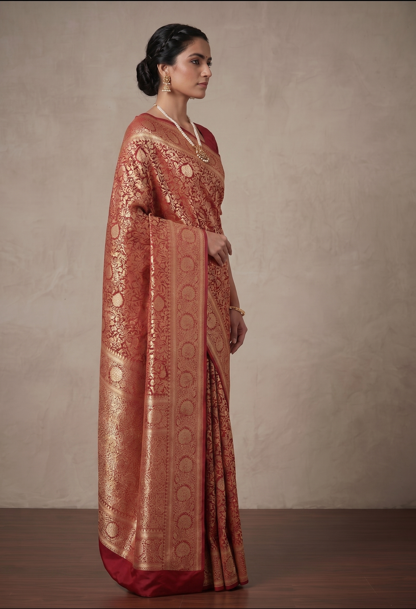 Maroon Woven Design Art Silk Kanjivaram Saree