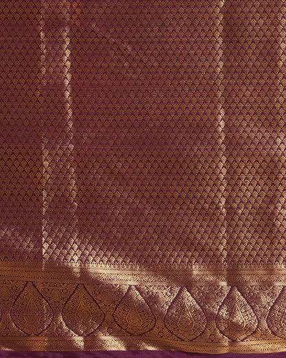Off White Purple Woven Design Balaton Saree