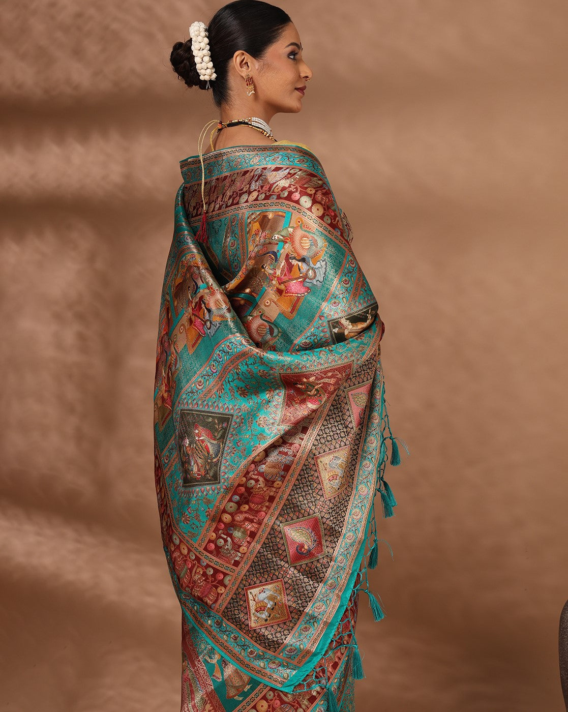 Dark Blue Woven Design Viscoris Saree