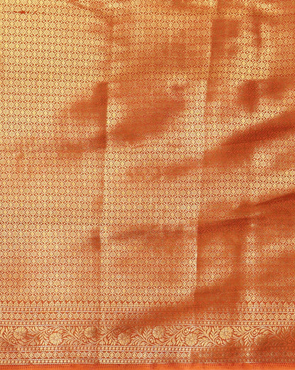 Off White Orange Woven Design Balaton Saree