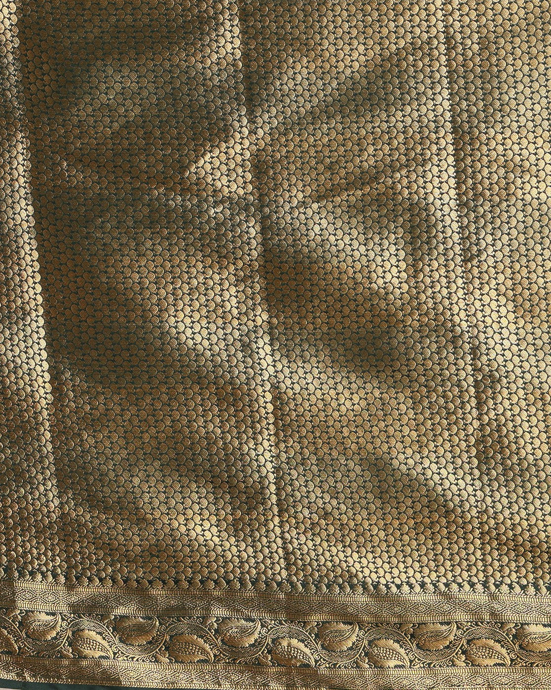 Off White Bottle Green Woven Design Balaton Saree