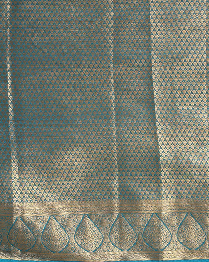 Off White Dark Blue Woven Design Balaton Saree
