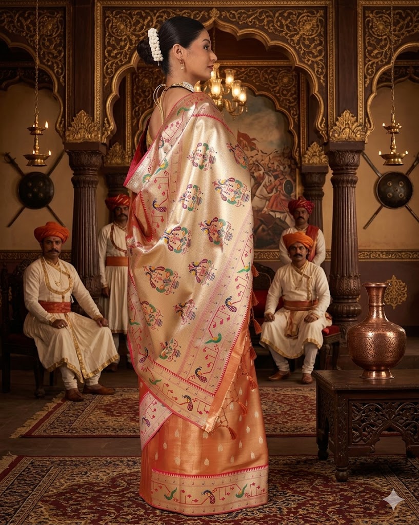 Orange Woven Design Viscoris Saree