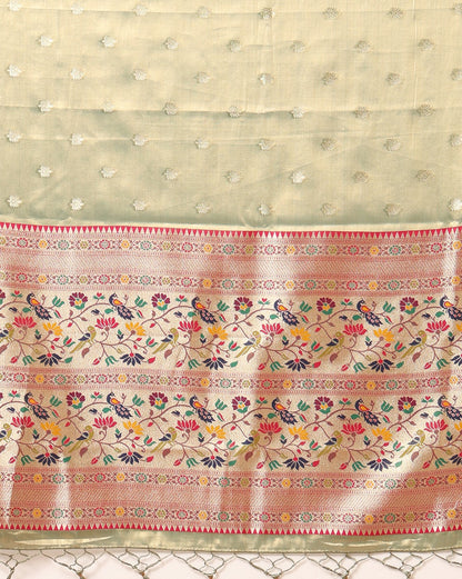 Green Woven Design Viscoris Saree