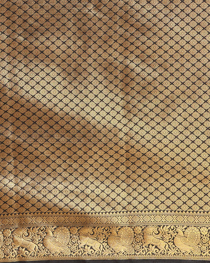 Off White Black Woven Design Balaton Saree