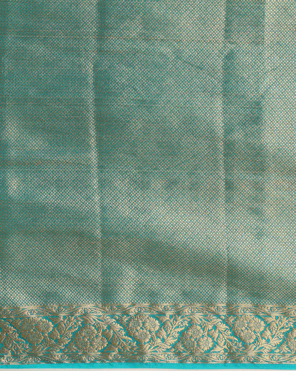 Off White Dark Blue Woven Design Balaton Saree