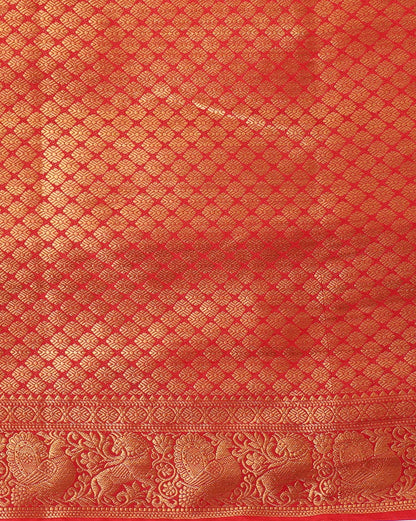Off White Red Woven Design Balaton Saree