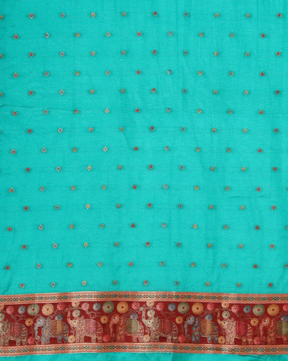 Dark Blue Woven Design Viscoris Saree