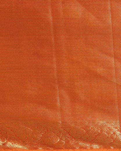 Off White Orange Woven Design Balaton Saree