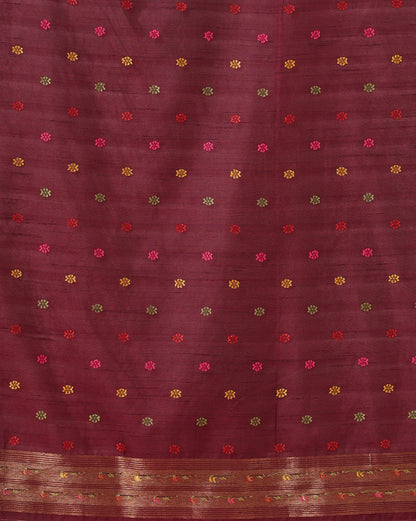 Wine Woven Design Dola Silk Saree