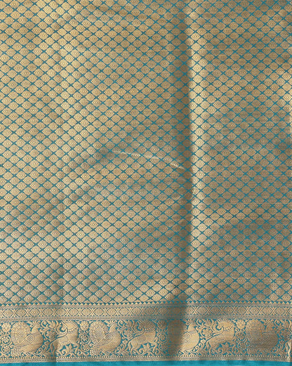 Off White Blue Woven Design Balaton Saree