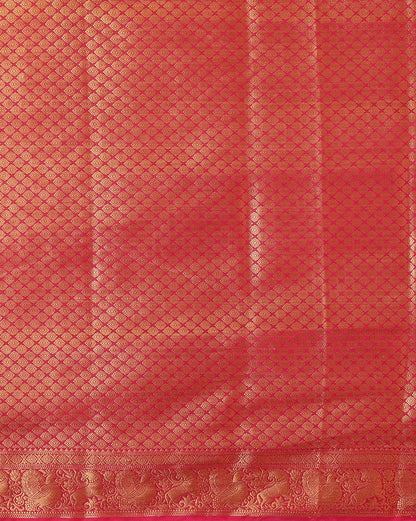 Off White Rani Pink Woven Design Balaton Saree