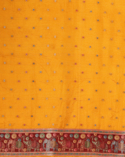 Mustard Woven Design Viscoris Saree