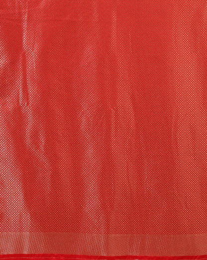 Red Woven Design Crape Saree
