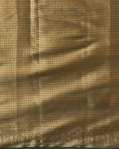 Off White Dark Green Woven Design Balaton Saree