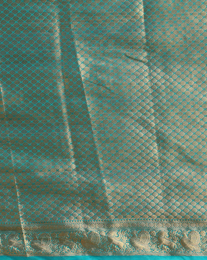 Off White Dark Blue Woven Design Balaton Saree