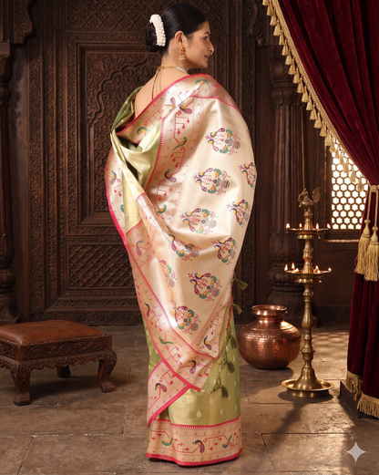 Green Woven Design Viscoris Saree