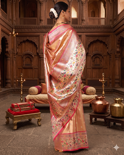 Orange Woven Design Viscoris Saree