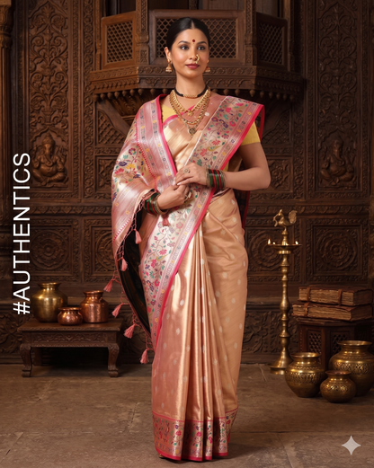 Orange Woven Design Viscoris Saree